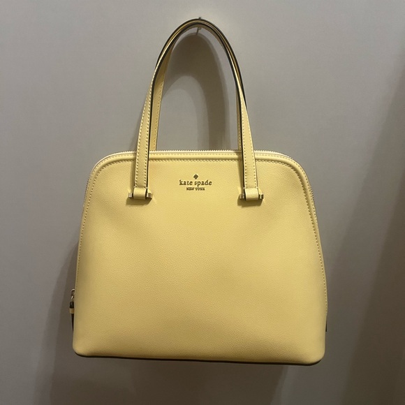 NWOT  Kate Spade Maise Medium Dome Satchel Pebbled Patterson Bag Yellow - Picture 4 of 13